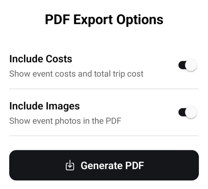 PDF Export Interface